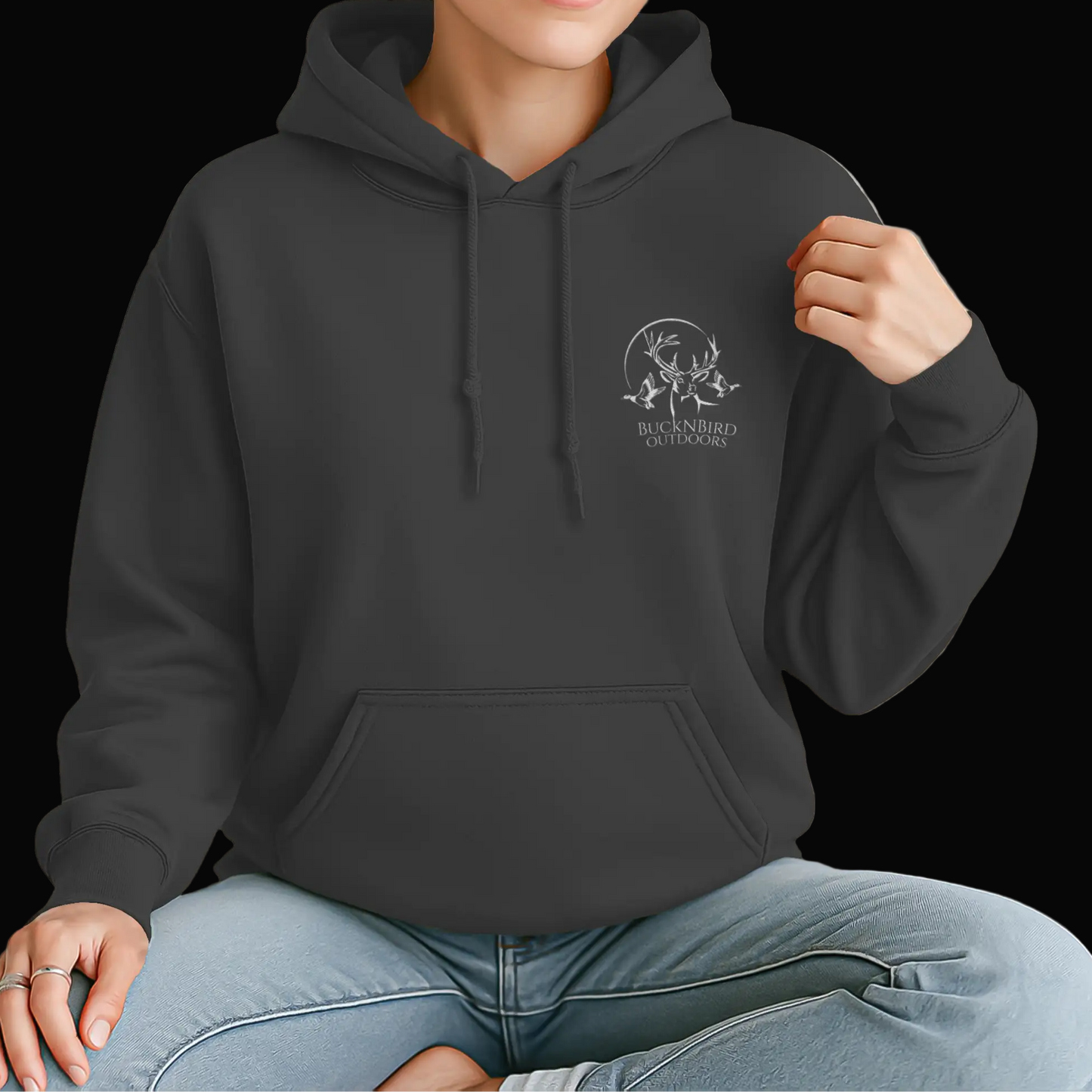 BuckNBird Logo Embroidery (White) USA-Made Pullove