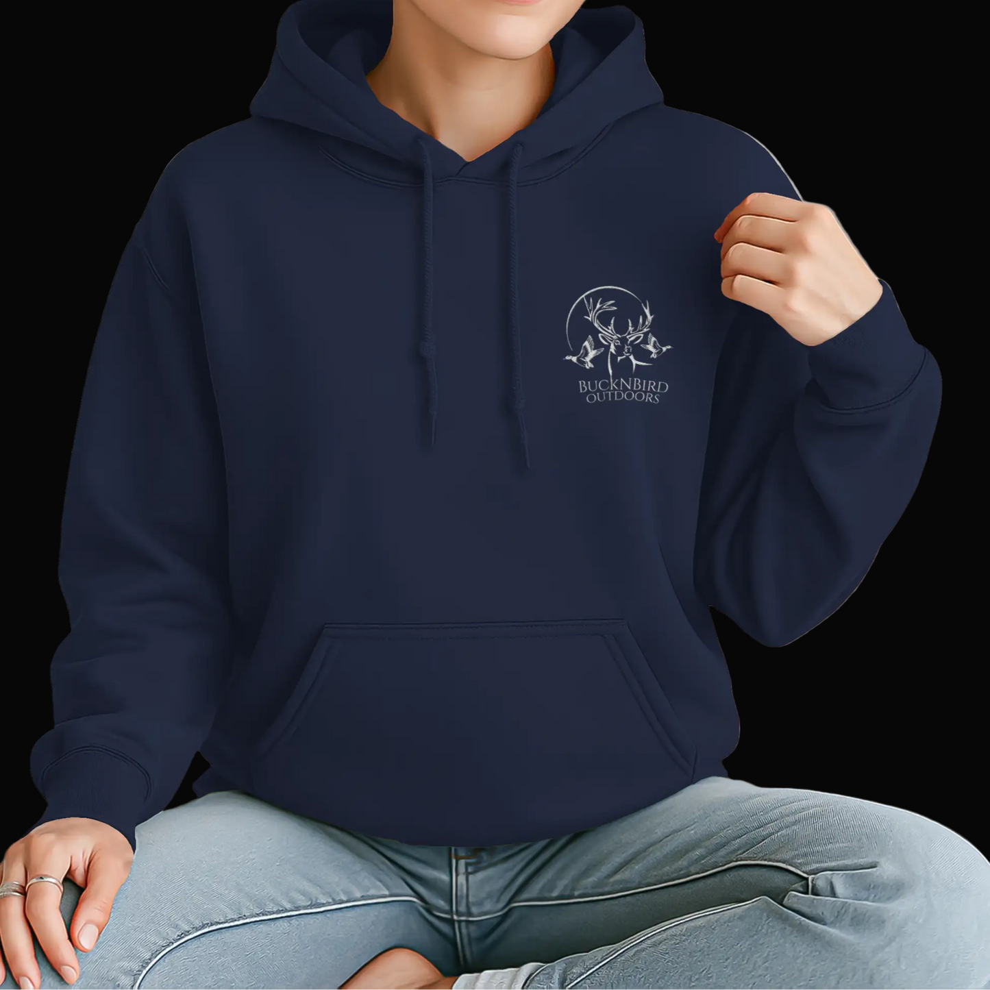 BuckNBird Logo Embroidery (White) USA-Made Pullove